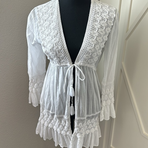 SOLD - **Boho Tie-Front Duster Cover-Up** - Picture 2 of 3